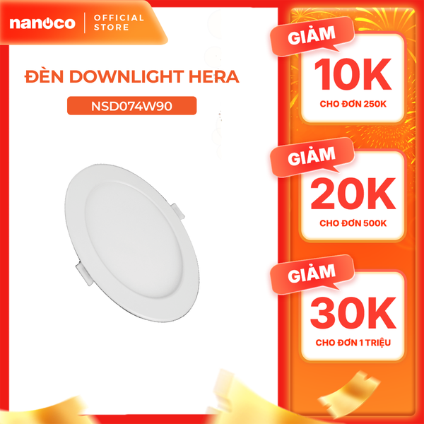 Đèn LED SLIM downlight Hera Nanoco φ90 7W (viền vàng, trắng, bạc - ánh sáng trắng, trung tính, vàng)