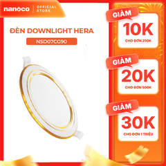 Đèn LED SLIM downlight Hera Nanoco φ90 7W 3 màu model: NSD07CG90/ NSD07CS90/ NSD07CW90 - viền vàng, trắng, bạc