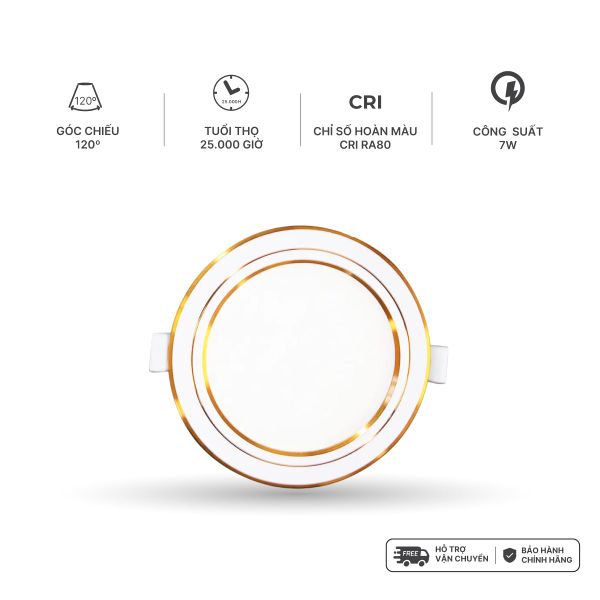 Đèn LED SLIM downlight Hera Nanoco φ90 7W 3 màu model: NSD07CG90/ NSD07CS90/ NSD07CW90 - viền vàng, trắng, bạc