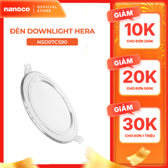 Đèn LED SLIM downlight Hera Nanoco φ90 7W 3 màu model: NSD07CG90/ NSD07CS90/ NSD07CW90 - viền vàng, trắng, bạc