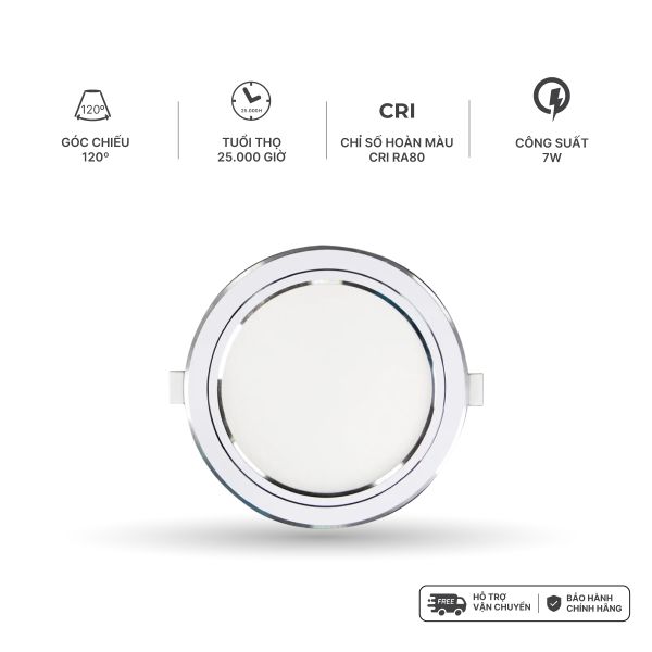 Đèn LED SLIM downlight Hera Nanoco φ90 7W 3 màu model: NSD07CG90/ NSD07CS90/ NSD07CW90 - viền vàng, trắng, bạc