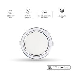 Đèn LED SLIM downlight Hera Nanoco φ90 7W 3 màu model: NSD07CG90/ NSD07CS90/ NSD07CW90 - viền vàng, trắng, bạc