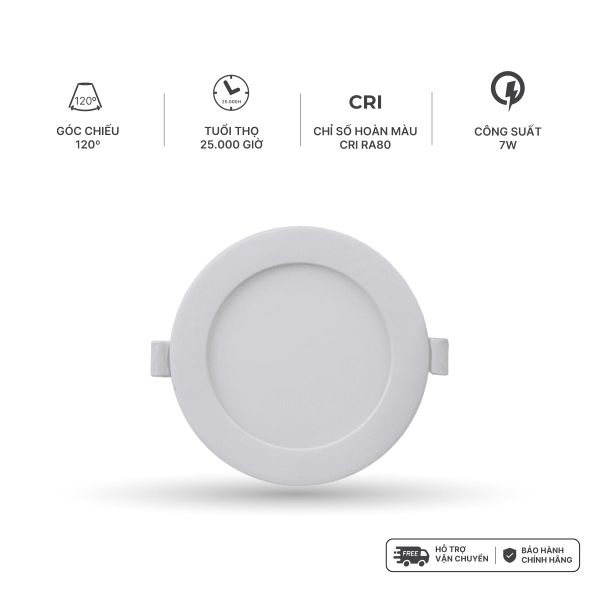 Đèn LED SLIM downlight Hera Nanoco φ90 7W 3 màu model: NSD07CG90/ NSD07CS90/ NSD07CW90 - viền vàng, trắng, bạc