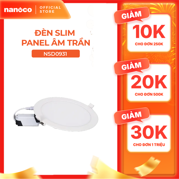 Đèn LED slim Downlight Nanoco model NSD***1 ( 3 chế độ màu, công suất 6W/9W/12W/15W)