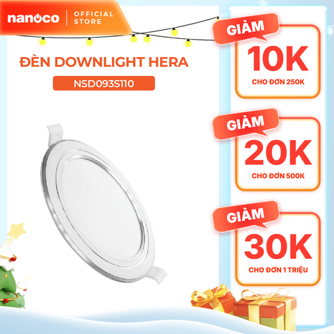 Đèn downlight LED Nanoco φ110 9W viền vàng/ trắng/ bạc (ánh sáng trắng/ trung tính/ vàng)