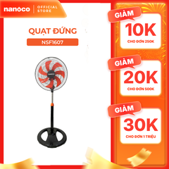 Quạt đứng thân sắt Nanoco NSF1607, 47W, màu đen cam