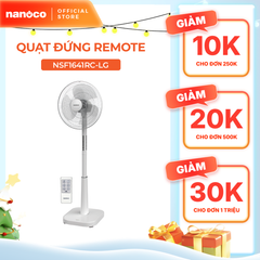 Quạt đứng có remote bạc đạn công suất 50W Nanoco model NSF1641RC màu Ghi/Xám nhạt/Xanh Navy