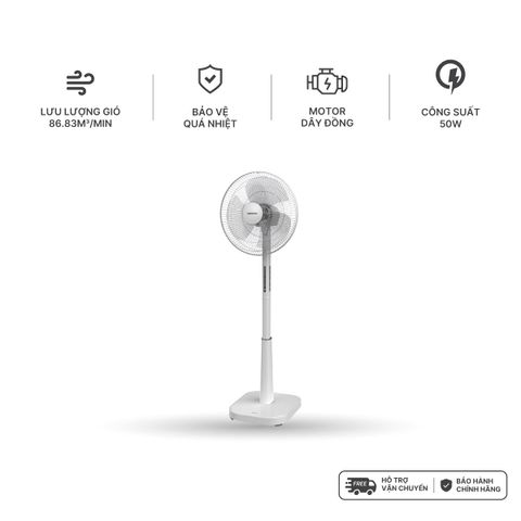 Quạt đứng có remote bạc đạn công suất 50W Nanoco model NSF1641RC màu Ghi/Xám nhạt/Xanh Navy
