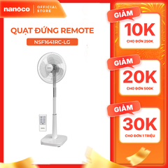 Quạt đứng có remote bạc đạn công suất 50W Nanoco model NSF1641RC màu Ghi/Xám nhạt/Xanh Navy