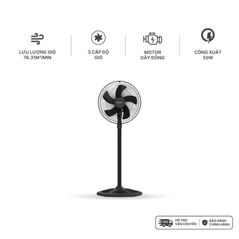 Quạt Đứng Bán Công Nghiệp Nanoco Bạc Đạn 50W 70W 5 Cánh Màu Đen NSF1860K/NSF1660K