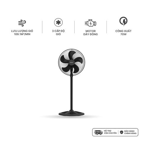 Quạt Đứng Bán Công Nghiệp Nanoco Bạc Đạn 50W 70W 5 Cánh Màu Đen NSF1860K/NSF1660K