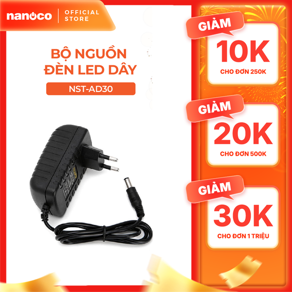 Bộ nguồn đèn Nanoco dùng cho đèn LED dây trong nhà Max 30W, 60W