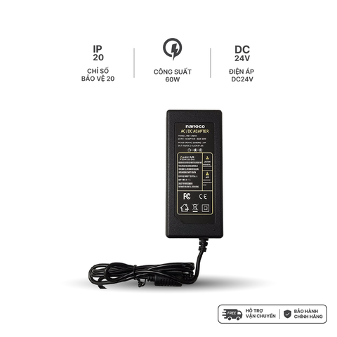 Bộ nguồn đèn Nanoco dùng cho LED dây trong nhà Max 30W, 60W