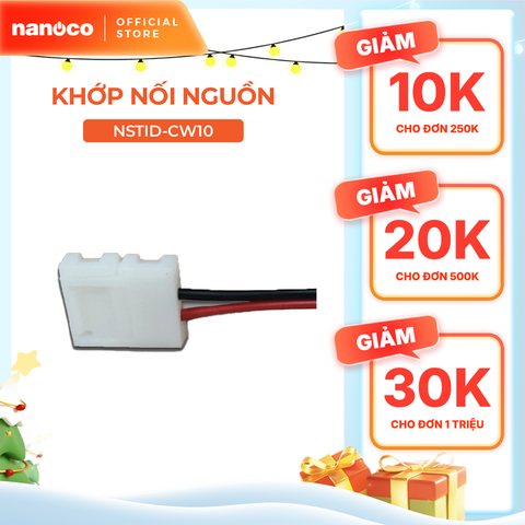 Khớp nối nguồn Nanoco (dây nguồn 15cm) cho đèn LED dây dán trong nhà model: NSTID-CW08/ NSTID-CW10