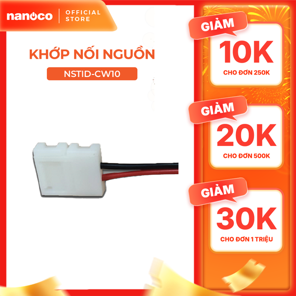 Khớp nối nguồn Nanoco (dây nguồn 15cm) cho đèn LED dây dán trong nhà model: NSTID-CW08/ NSTID-CW10