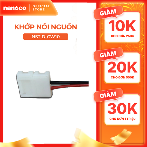 Khớp nối nguồn Nanoco (dây nguồn 15cm) cho đèn LED dây dán trong nhà model: NSTID-CW08/ NSTID-CW10