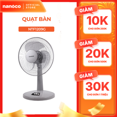 Quạt bàn Nanoco model NTF1209 (màu xám, màu beige - 3 chế độ gió - công suất 30W)