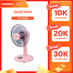 Quạt bàn Nanoco model NTF1209 (màu xám, màu beige - 3 chế độ gió - công suất 30W)