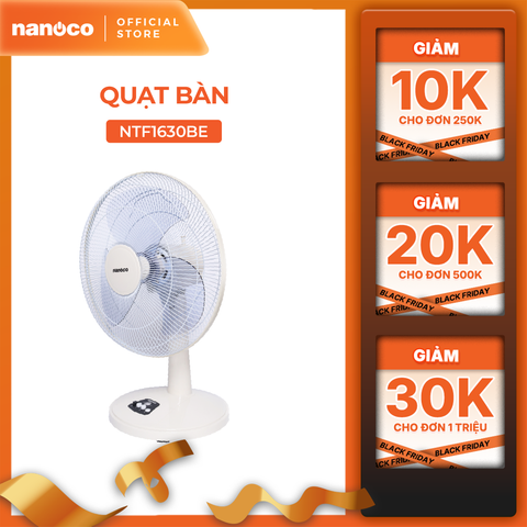 Quạt bàn Nanoco model NTF1630 ( 3 chế độ gió, 3 màu, công suất 47W )