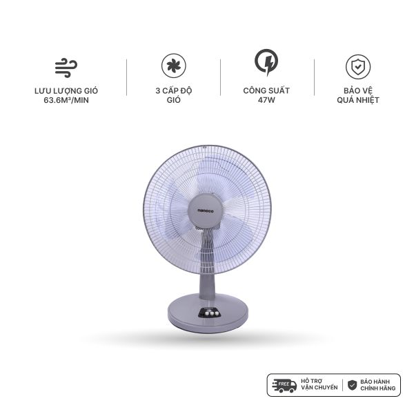Quạt bàn Nanoco model NTF1630 ( 3 chế độ gió, 3 màu, công suất 47W )