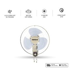 Quạt treo tường 2 dây Nanoco model NWF1611 (3 cấp độ gió, công suất 47W)