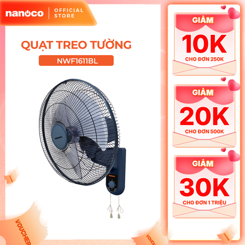 Quạt treo tường 2 dây Nanoco model NWF1611 (3 cấp độ gió, công suất 47W)