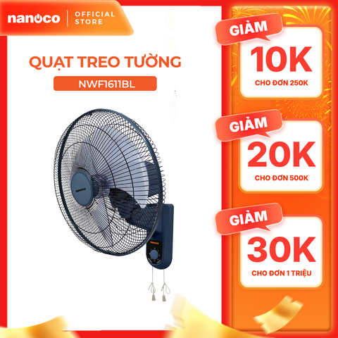 Quạt treo tường 2 dây Nanoco model NWF1611 (3 cấp độ gió, công suất 47W)
