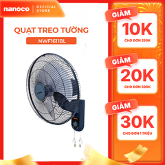 Quạt treo tường 2 dây Nanoco model NWF1611 (3 cấp độ gió, công suất 47W)