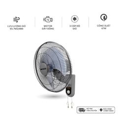 Quạt treo tường 2 dây Nanoco model NWF1611 (3 cấp độ gió, công suất 47W)