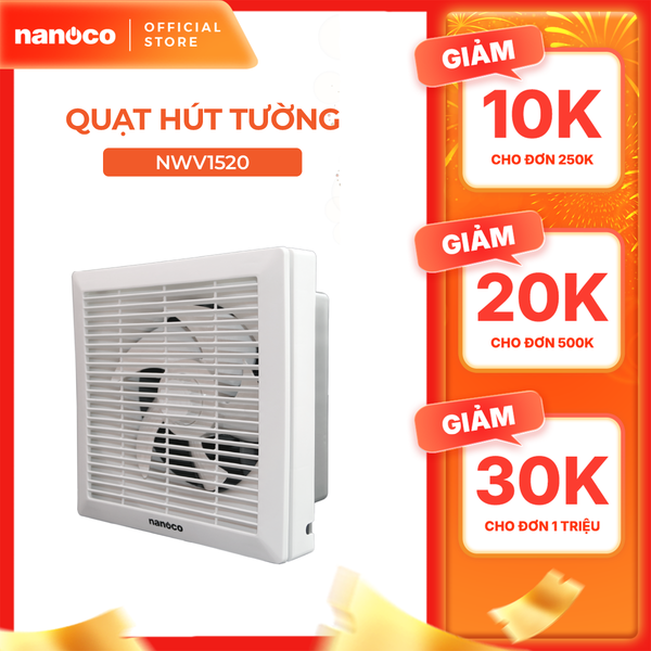 Quạt hút Nanoco gắn tường 1 chiều model NWV1520/ NWV2020/ NWV2520 (công suất 16W, 21W, 31W)