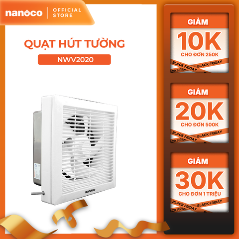 Quạt hút Nanoco gắn tường 1 chiều model NWV1520/ NWV2020/ NWV2520 (công suất 16W, 21W, 31W)