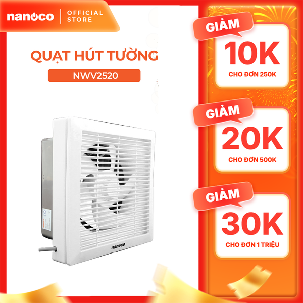 Quạt hút Nanoco gắn tường 1 chiều model NWV1520/ NWV2020/ NWV2520 (công suất 16W, 21W, 31W)