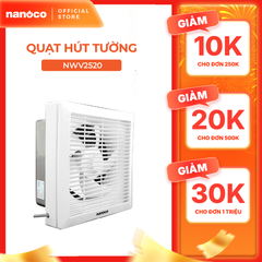 Quạt hút Nanoco gắn tường 1 chiều model NWV1520/ NWV2020/ NWV2520 (công suất 16W, 21W, 31W)