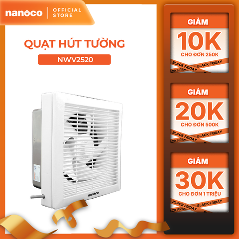 Quạt hút Nanoco gắn tường 1 chiều model NWV1520/ NWV2020/ NWV2520 (công suất 16W, 21W, 31W)