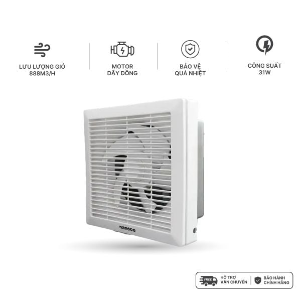 Quạt hút Nanoco gắn tường 1 chiều model NWV1520/ NWV2020/ NWV2520 (công suất 16W, 21W, 31W)