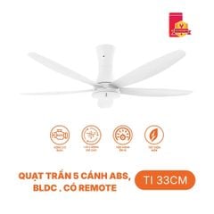 Quạt Trần Nanoco BLDC 5 Cánh 150cm Có Remote, Đảo Chiều, 9 Cấp Gió, Tiết Kiệm Điện NCF6051