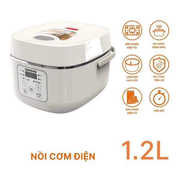 Nồi cơm điện tử Nanoco Model NRC1202BE, 1.2L, màu begie