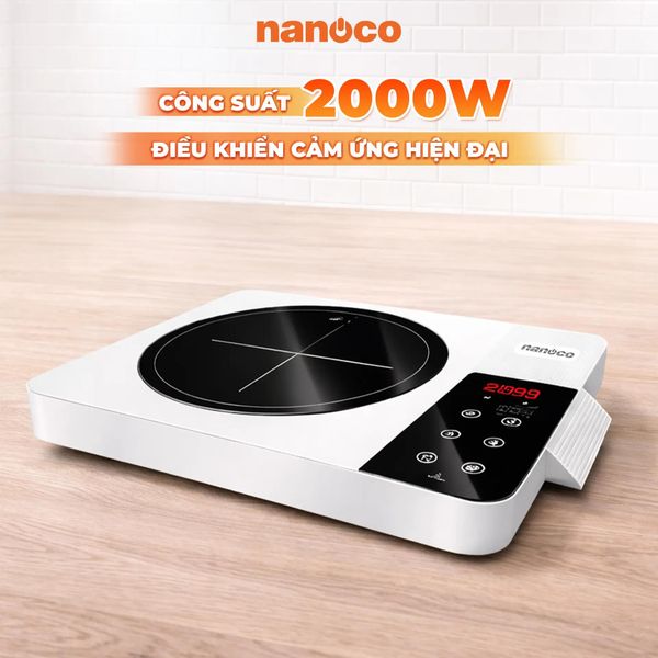 Bếp điện cảm ứng Nanoco 2000W mặt kính Crystal đa chức năng điều khiển cảm ứng LED NICK667