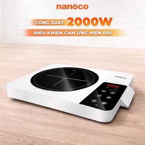 Bếp điện cảm ứng Nanoco 2000W mặt kính Crystal đa chức năng điều khiển cảm ứng LED NICK667