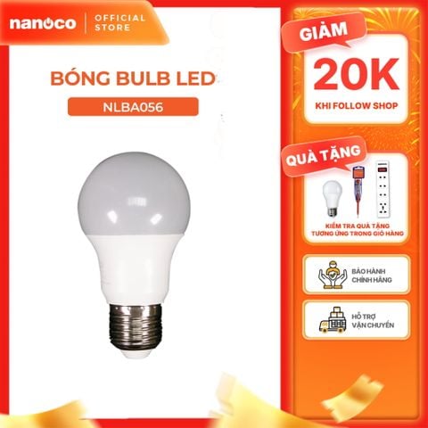 Bóng bulb LED E27 Nanoco model NLBA056 5W ánh sáng trắng, vàng