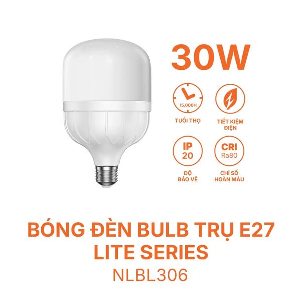 Bóng đèn Bulb trụ E27 - Lite Series Nanoco 20W/ 30W/ 40W/ 50W - ánh sáng vàng/trắng