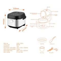 Nồi cơm điện tử Nanoco Model NRC1818M, 1.8L, màu đen