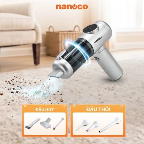 Máy hút bụi cầm tay dùng pin Nanoco model NVC015S - Hút & Thổi bụi, Động cơ BLDC 17-18 kPa, 3 cấp độ