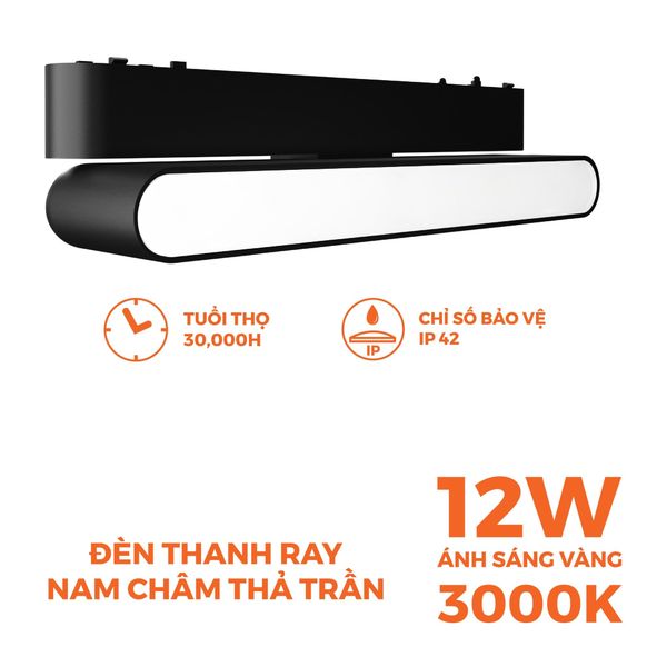 Đèn pha gập nam châm màu đen Nanoco công suất 6W/12W, ánh sáng 3000K/4000K