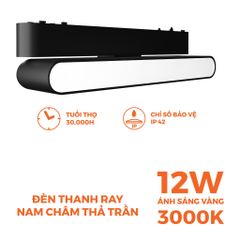 Đèn pha gập nam châm màu đen Nanoco công suất 6W/12W, ánh sáng 3000K/4000K