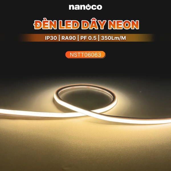 Đèn LED Dây Neon Top Bend Nanoco 5W/m DC24V IP65 CRI Ra90 240 LED/m NSTT0606*