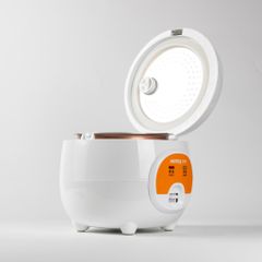 Nồi cơm điện 0.8L Nanoco model NRC0801W màu trắng-cam, công suất 250W