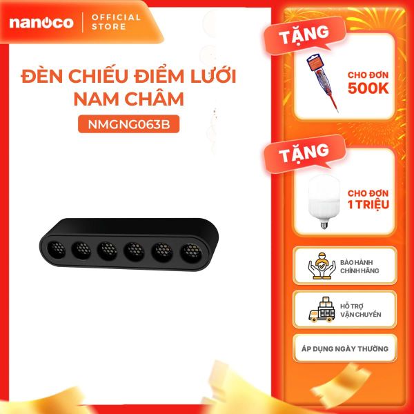 Đèn chiếu điểm lưới nam châm màu đen Nanoco công suất 6W/12W, ánh sáng 3000K/4000K