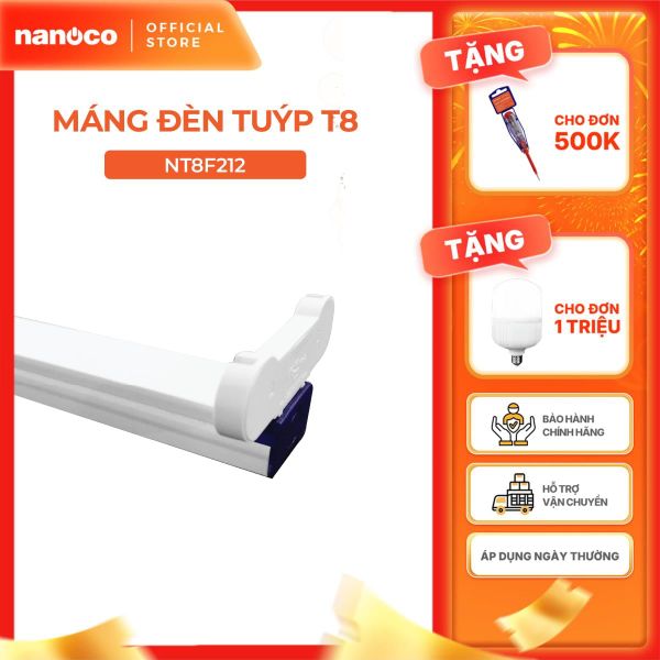 Máng đèn tuýp T8 0.6m/1.2m Nanoco model NT8Fxxx