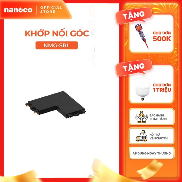 Khớp nối thanh ray đèn nam châm lắp nổi màu đen Nanoco model NMG-SRx